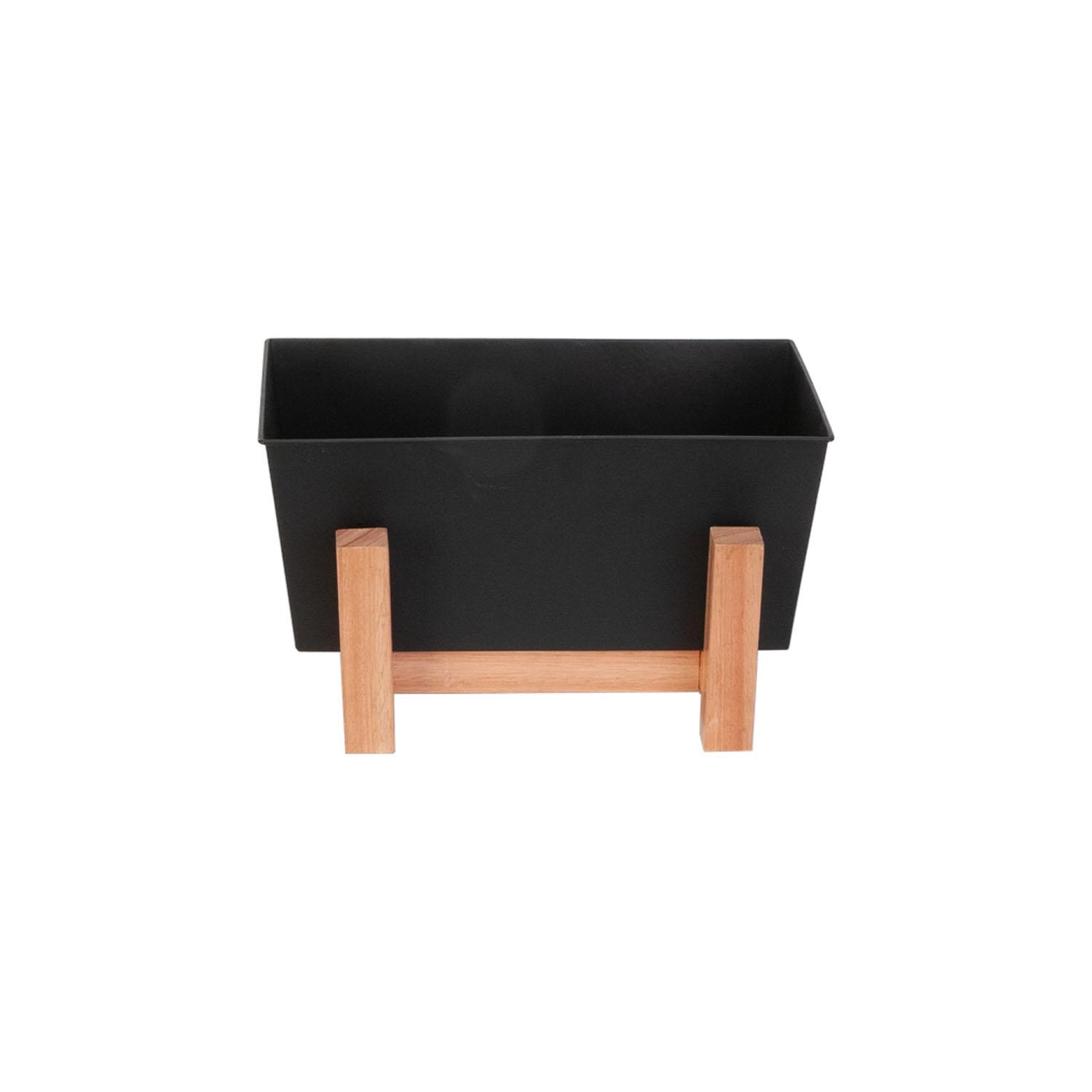 12” Tabletop Oblong Planter with Wood Frame
