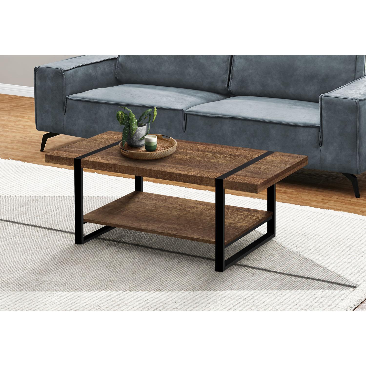 Coffee Table Reclaimed Wood-Look with Black Metal Legs