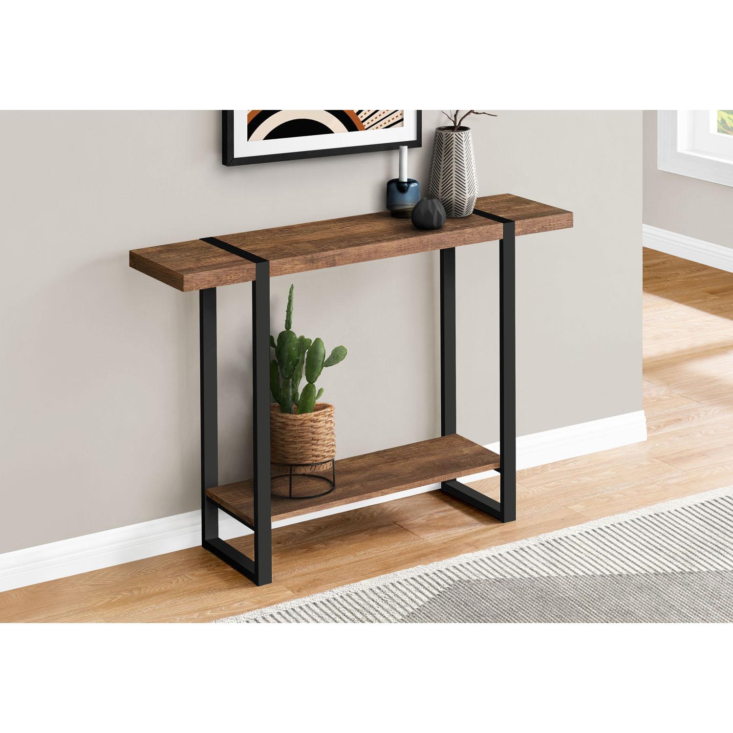 Table d’appoint 48" bois récup. + métal noir