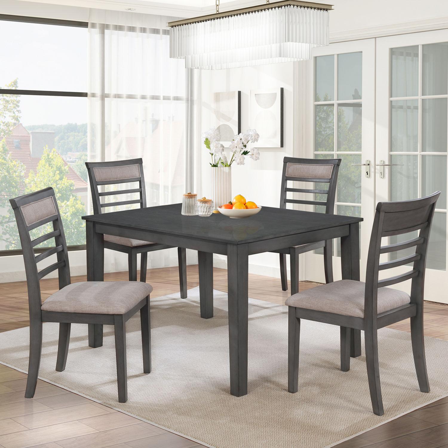 Modern 5-Piece Dining Set with Fabric Chairs