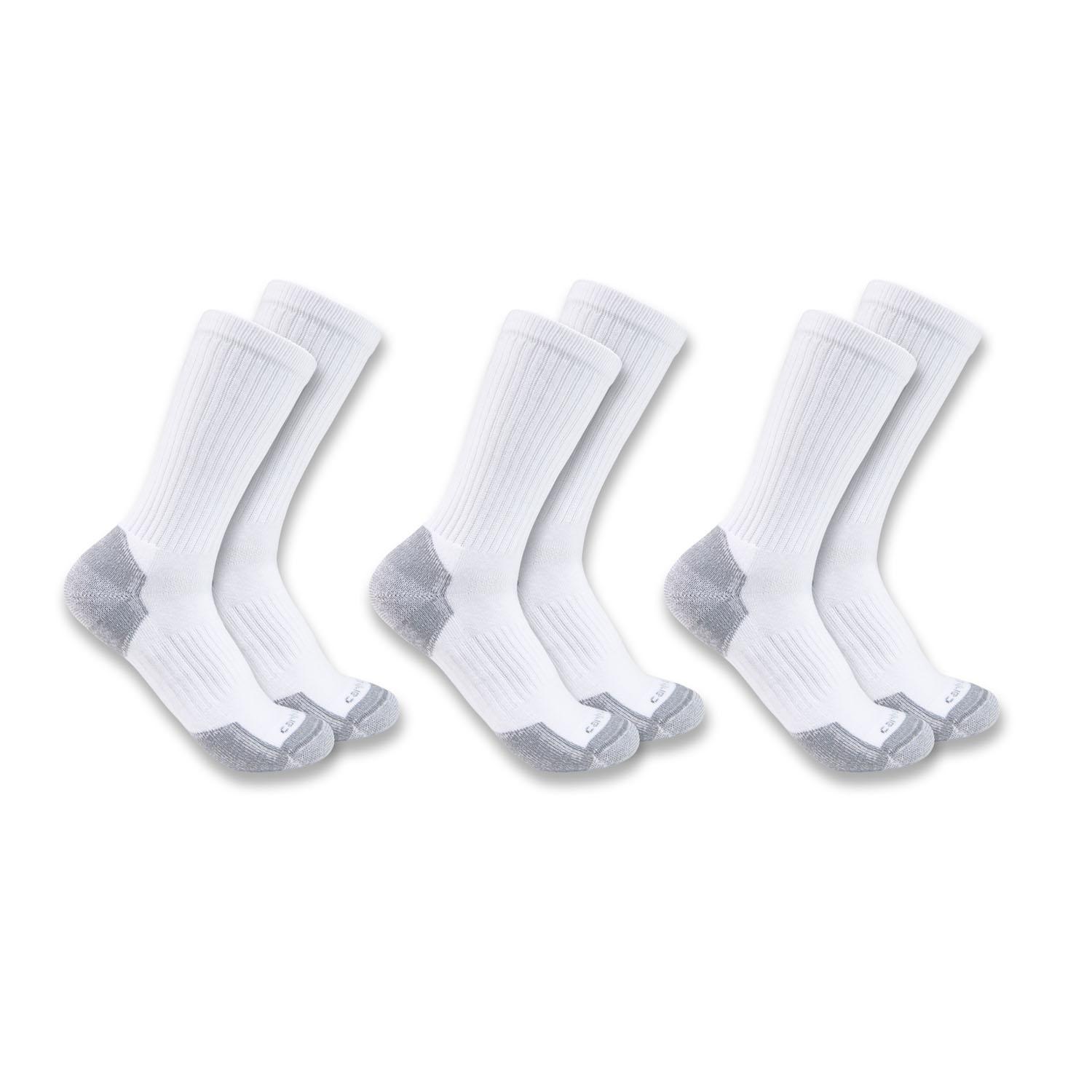 Midweight Cotton Blend Crew Sock 3/Pack - White Large