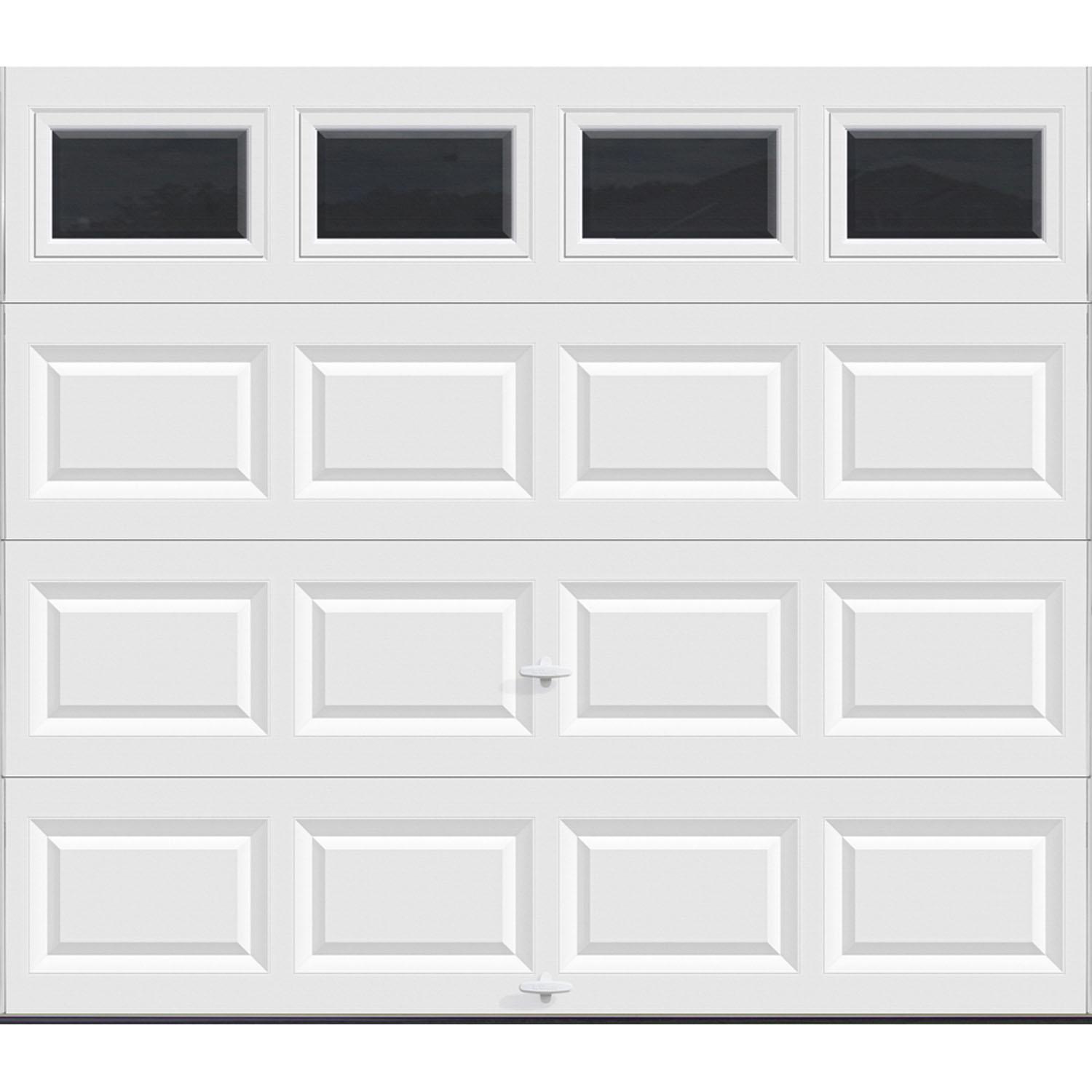 9' x 7' Classic Steel White Garage Door With Windows 6.3 R
