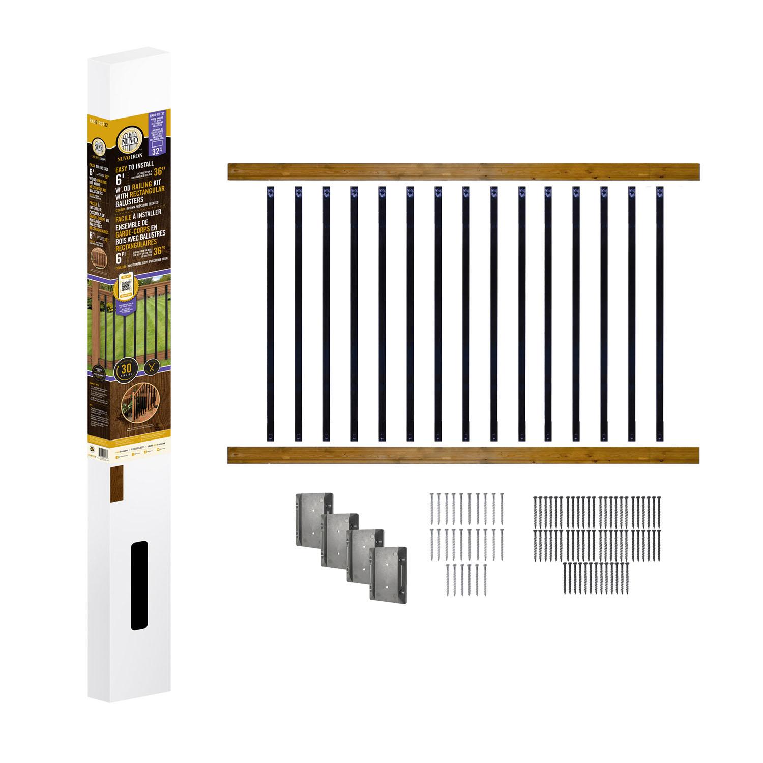 6' Kit for 36" High Railing 32" Rectangular Balusters