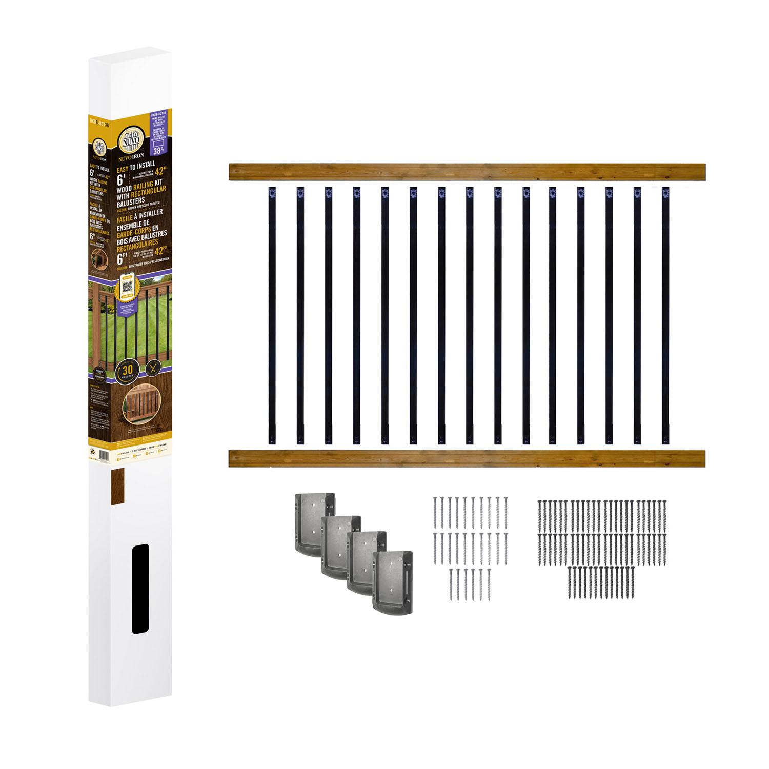 6' Kit for 42" High Railing 38" Rectangular Balusters