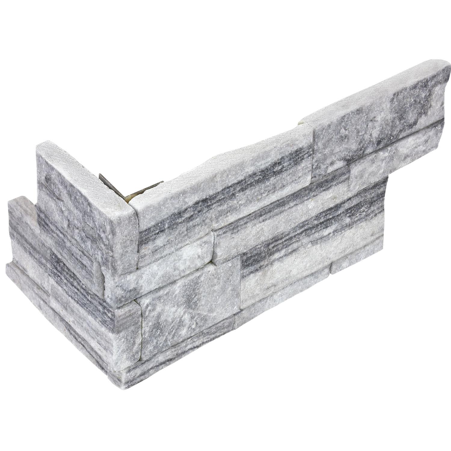 6x18" LedgerStone Nordic Crystal Split Face Assembled Corner