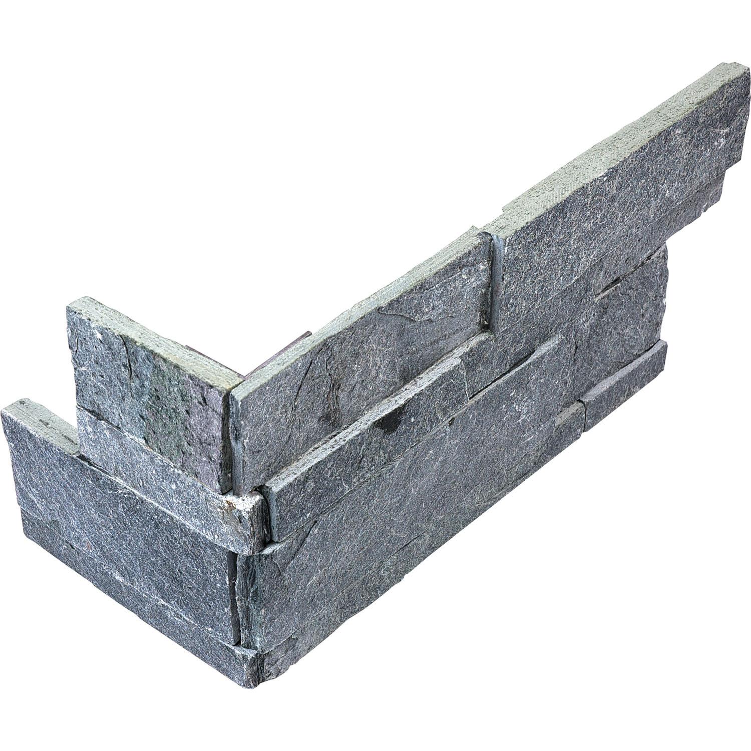 6x18" Ledger Stone Astro Silver Split Face Assembled Corner