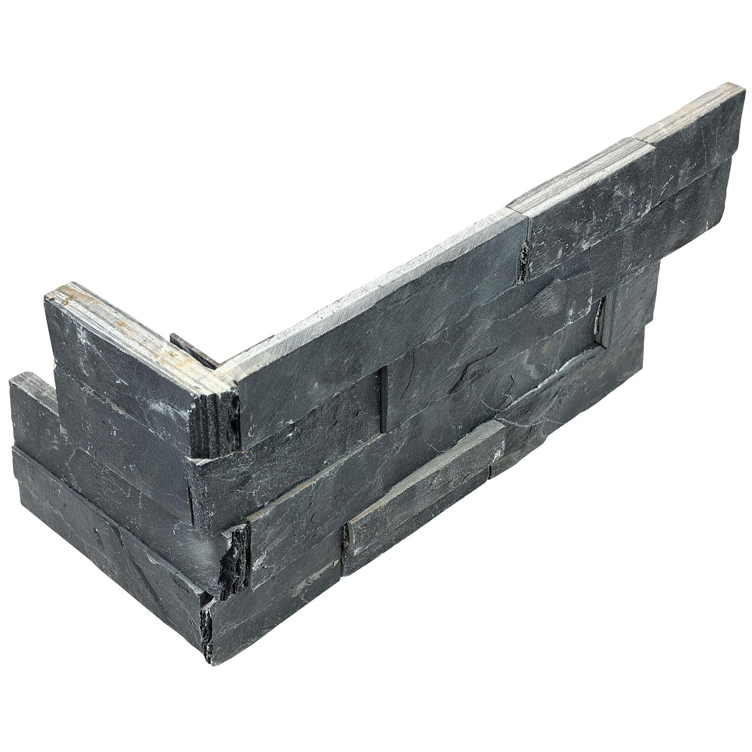 6x18" Ledger Stone Carbon Split Face Slate Assembled Corner