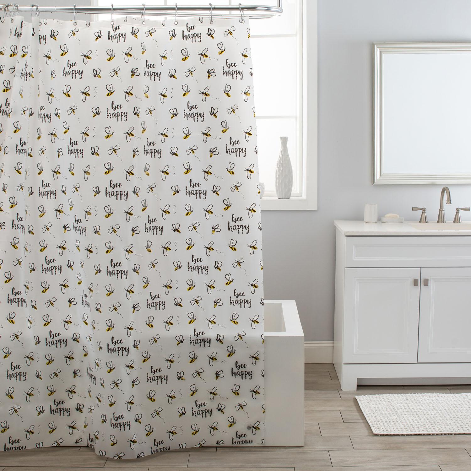 70" X 72" Peva Bee Happy Shower Curtain 6G