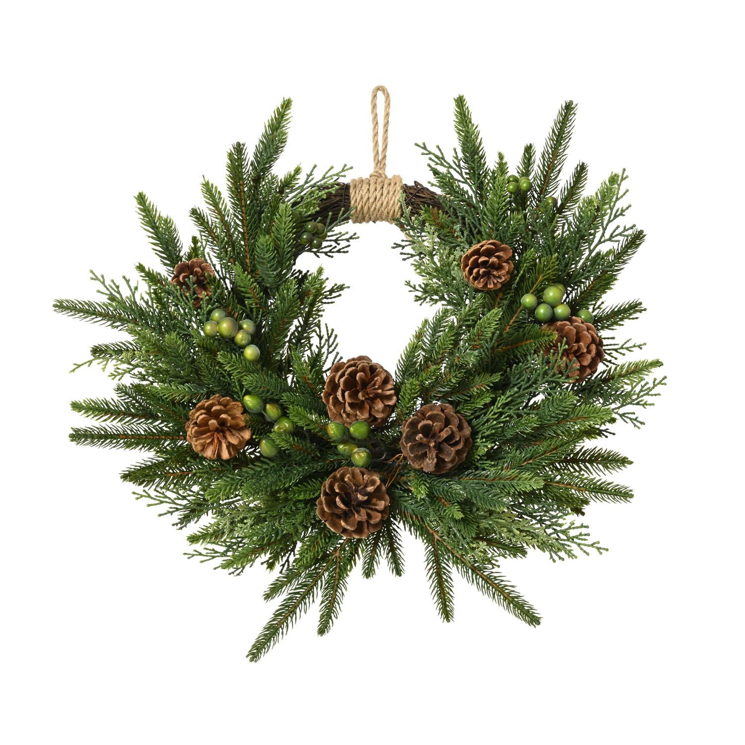 Couronne avec pommes de pin 16"