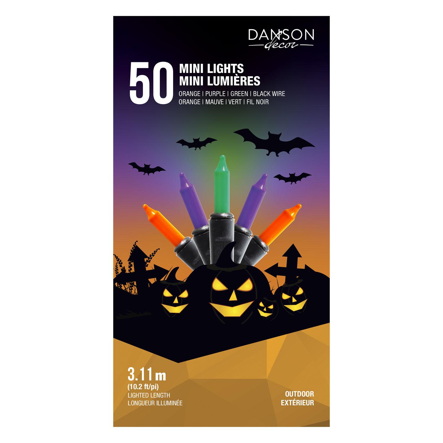 Mini lumières ext. 50 orange/violet/vert