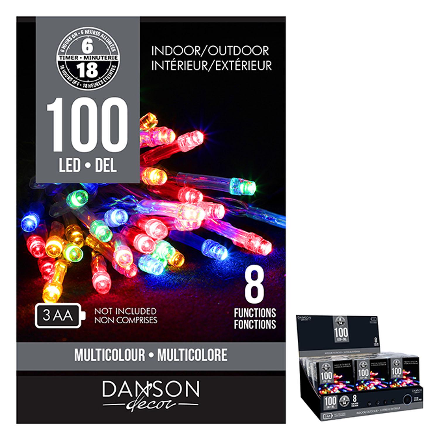 Lumières DEL 5MM à piles 100 + minuterie