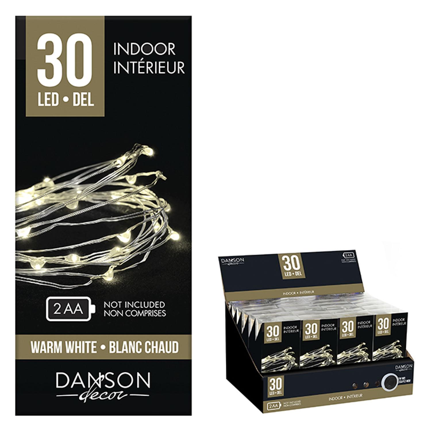 Ensemble de micro DEL à piles avec 30 lumières