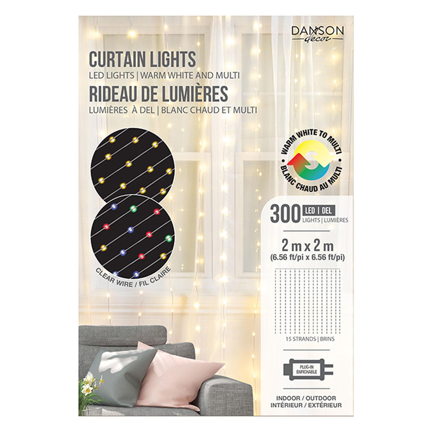 Rideau lumineux DEL 300 micro, double couleur 6,5' x 6,5'