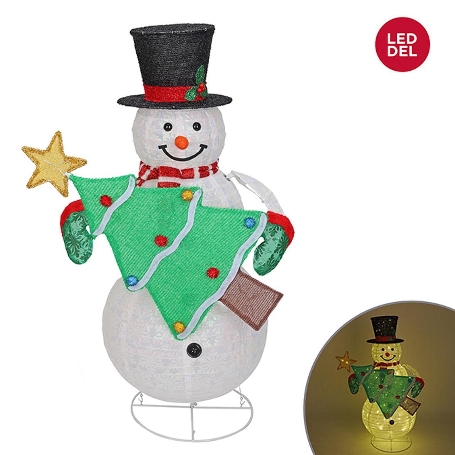 Snowman Pop-Up with Top Hat and Tree, 180 LED Lights, 48"