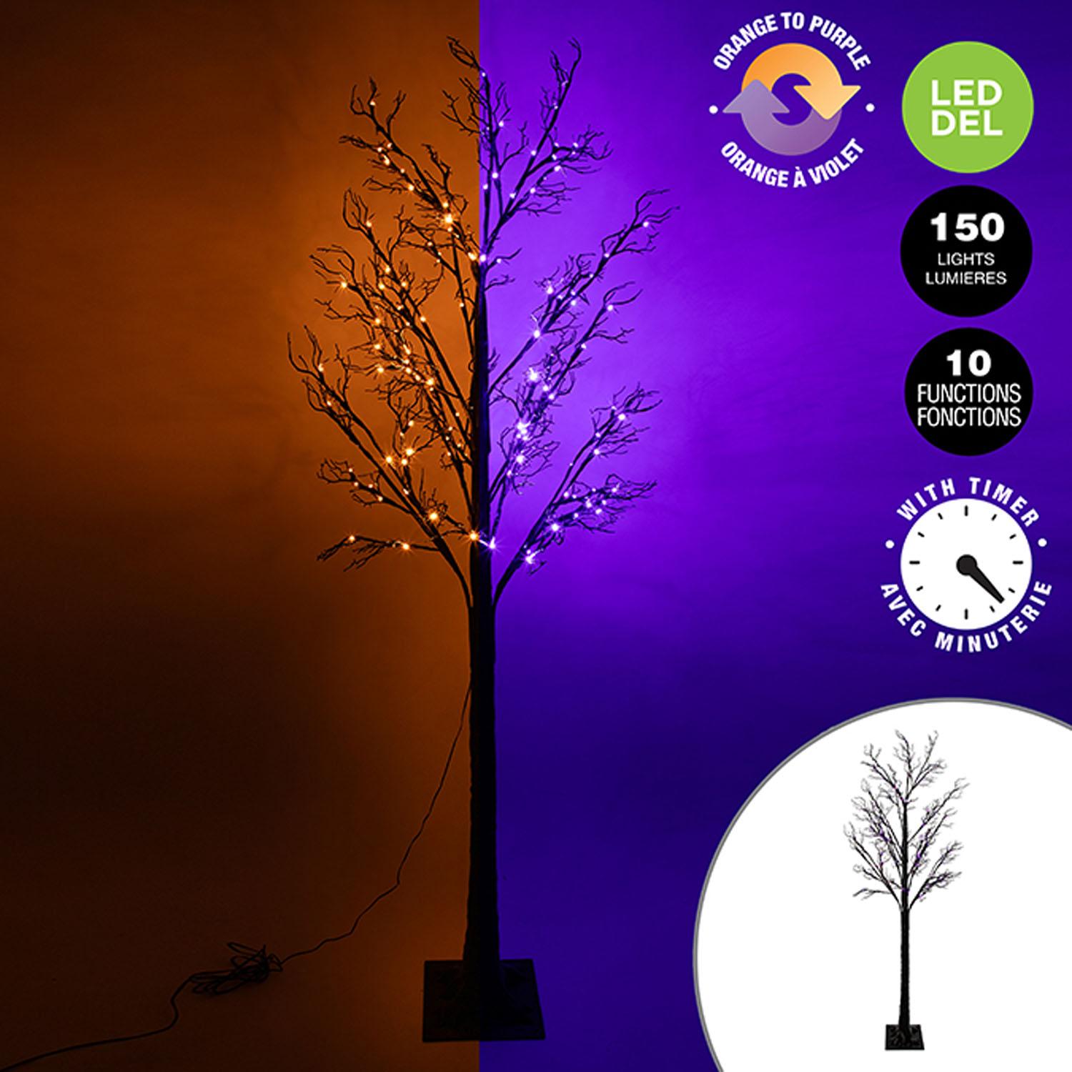 Arbre noir 150 DEL orange/violet – 83"