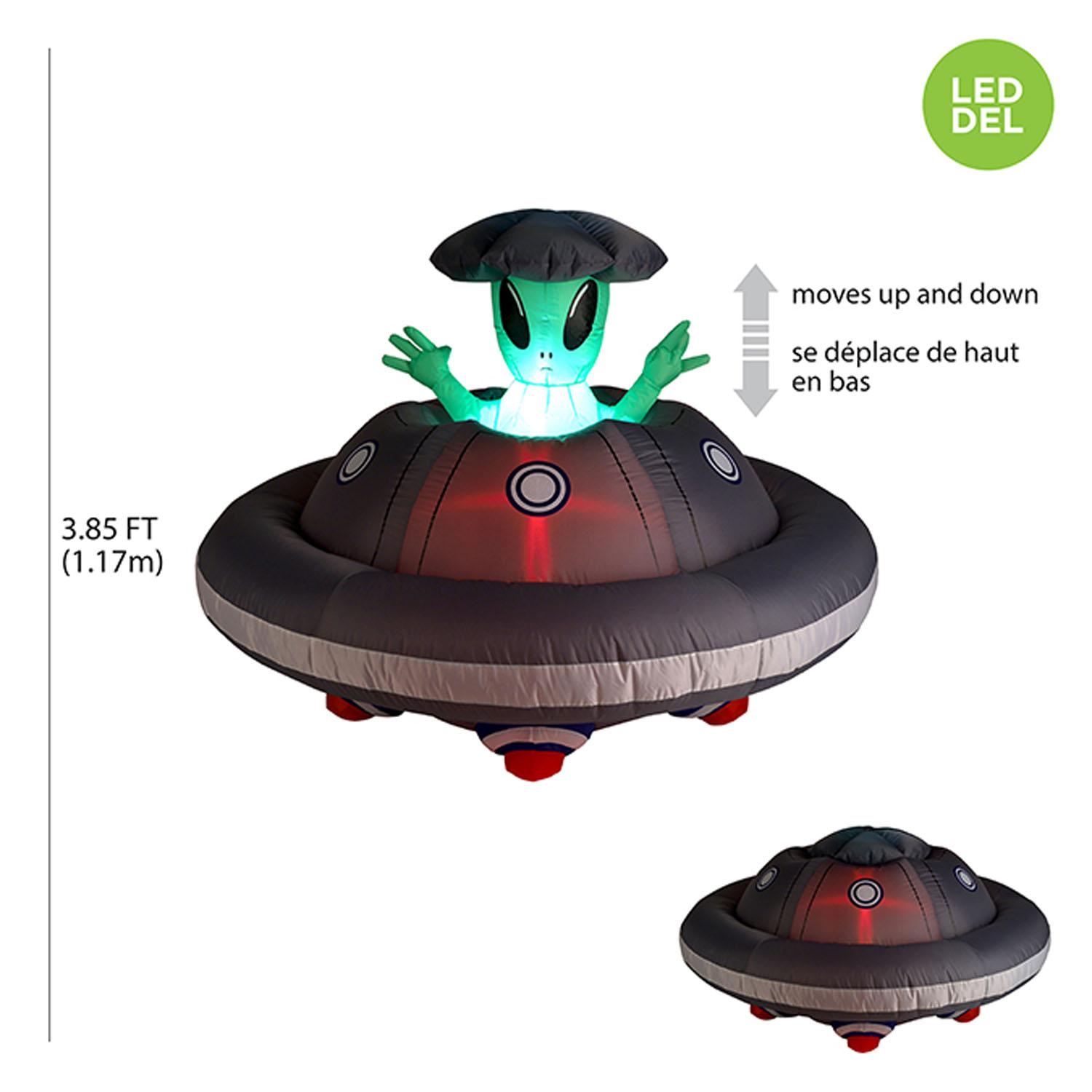 OVNI gonflable DEL avec extraterrestre escamotable – 4'