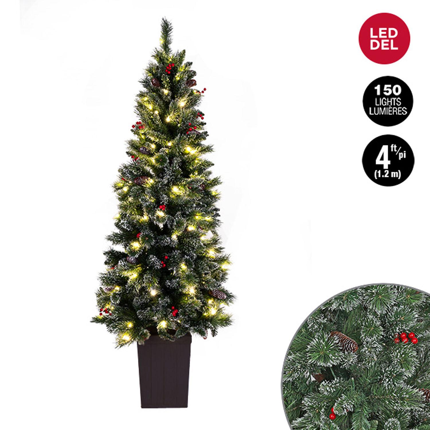 Arbre porche baies/pommes DEL blanc chaud – 4'
