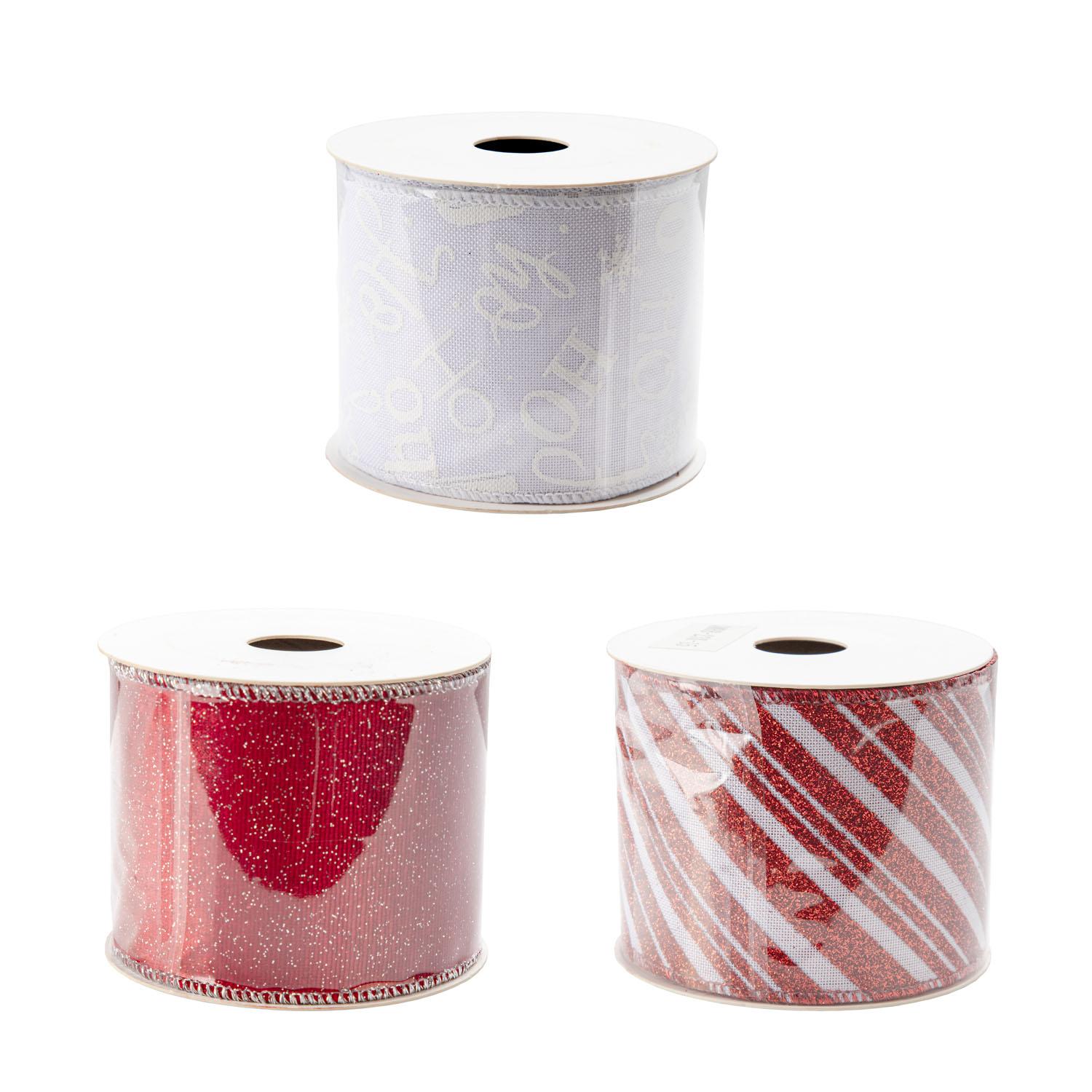 Ruban en tissu blanc et rouge – 3 motifs assortis