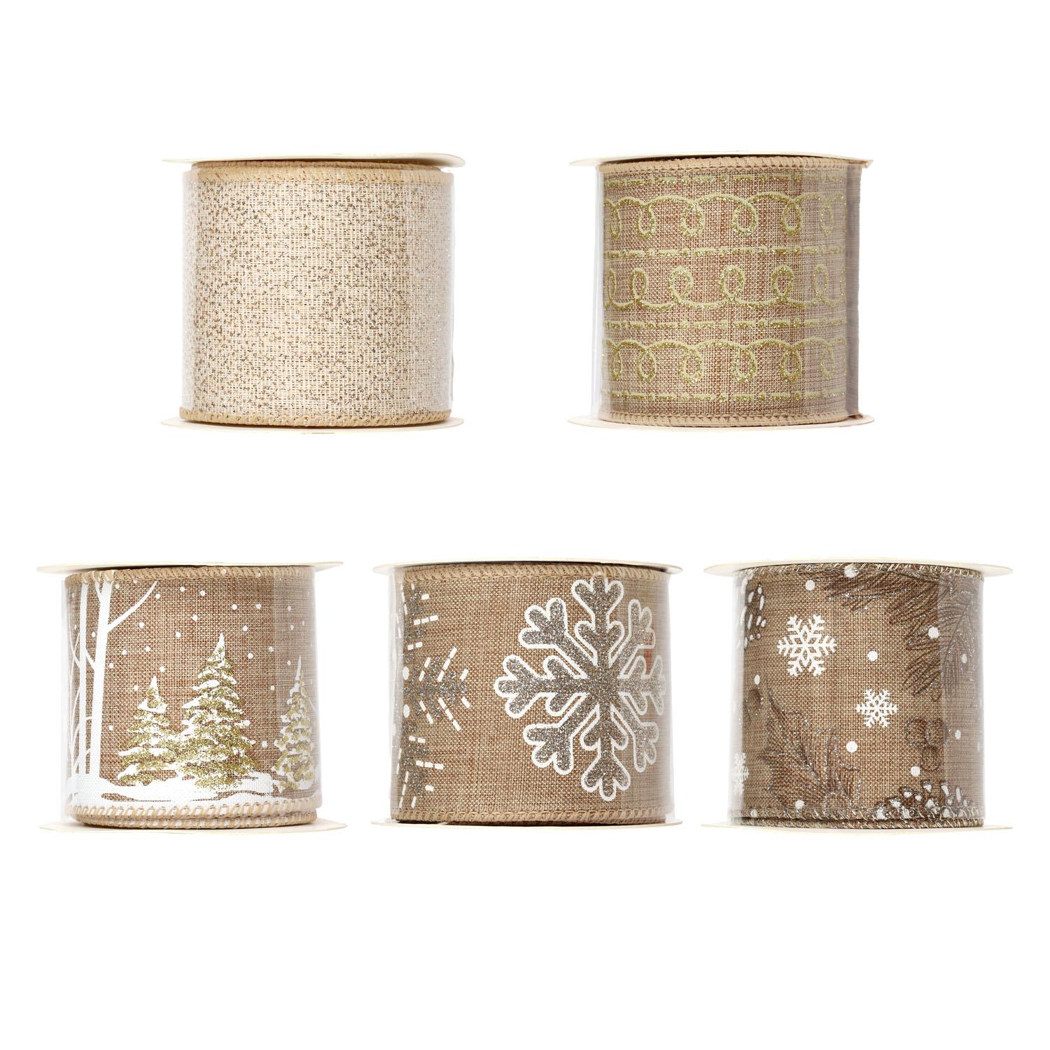 Fabric Ribbon Brown 5 Assorted Designs