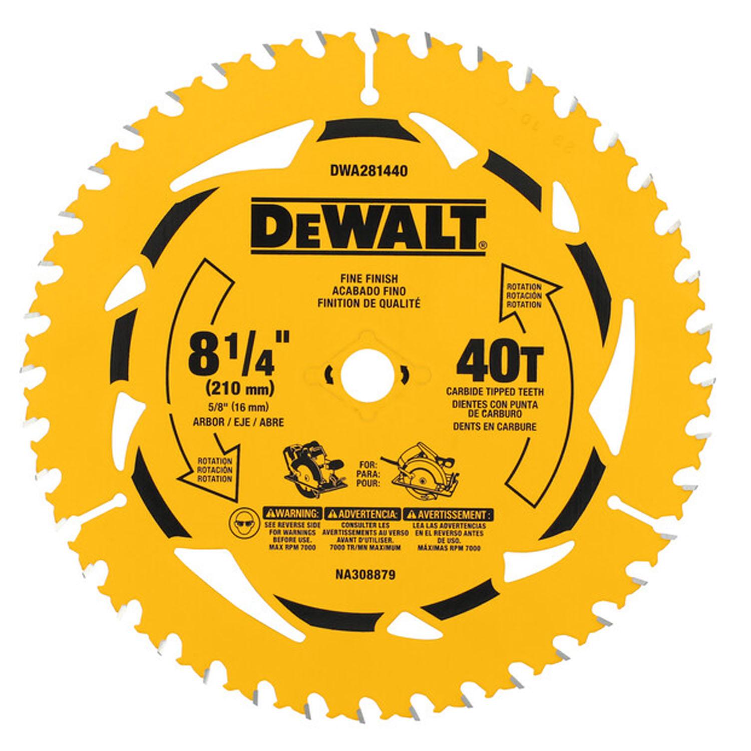 Lame de scie circulaire DEWALT 8-1/4 po, 40 dents
