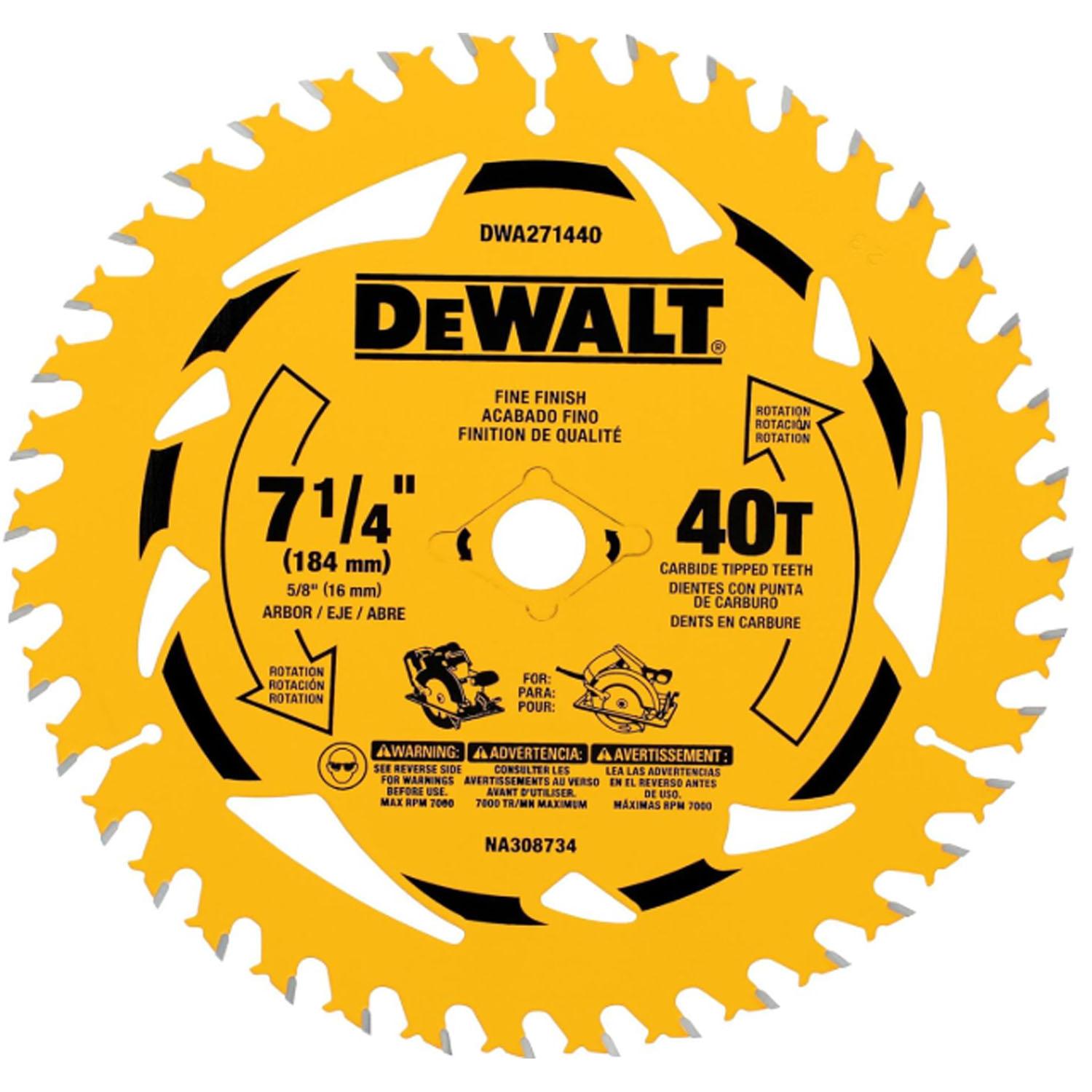Lame de scie circulaire DEWALT 7-1/4 po, 40 dents