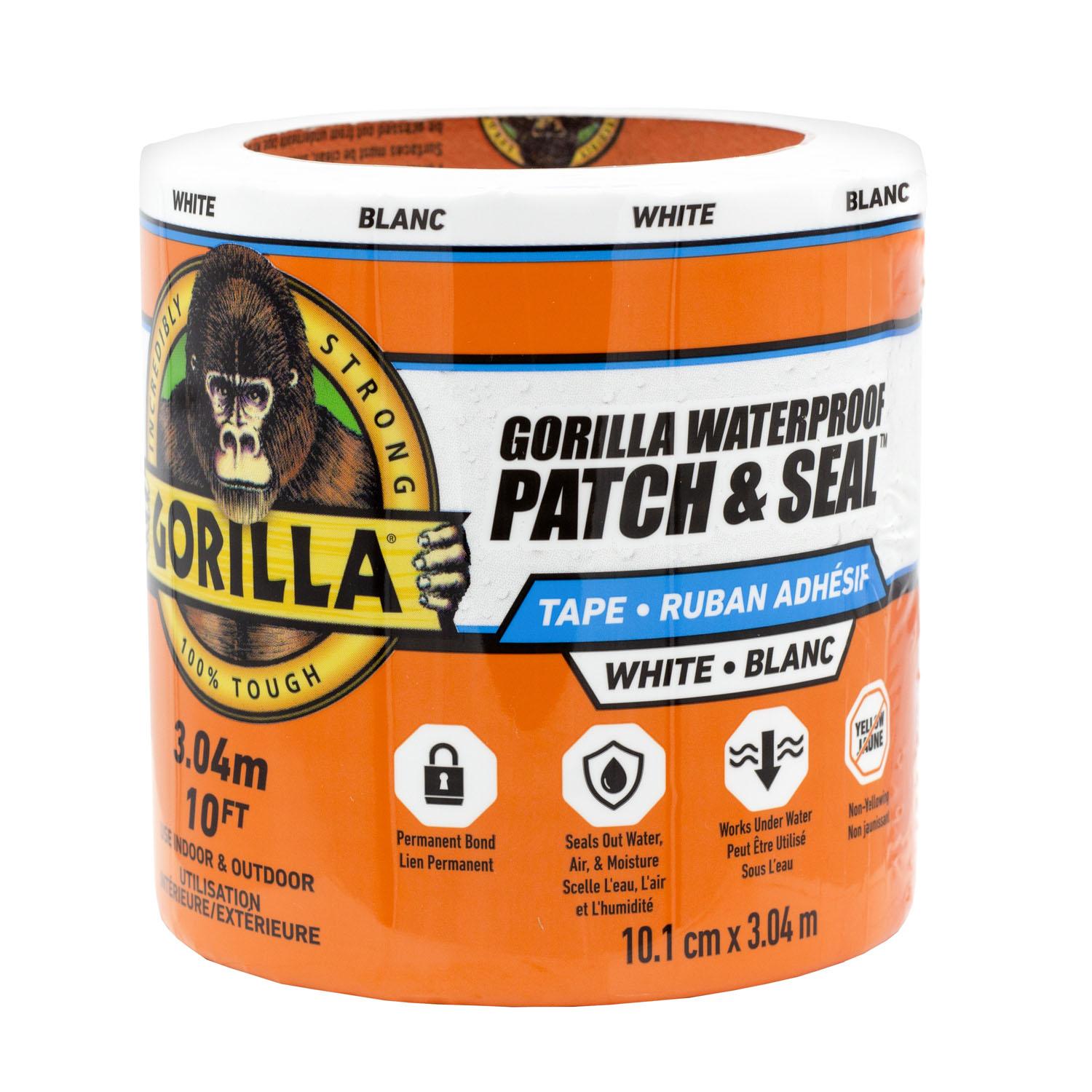 Gorilla Waterproof Patch & Seal Tape, White 4" x 10'