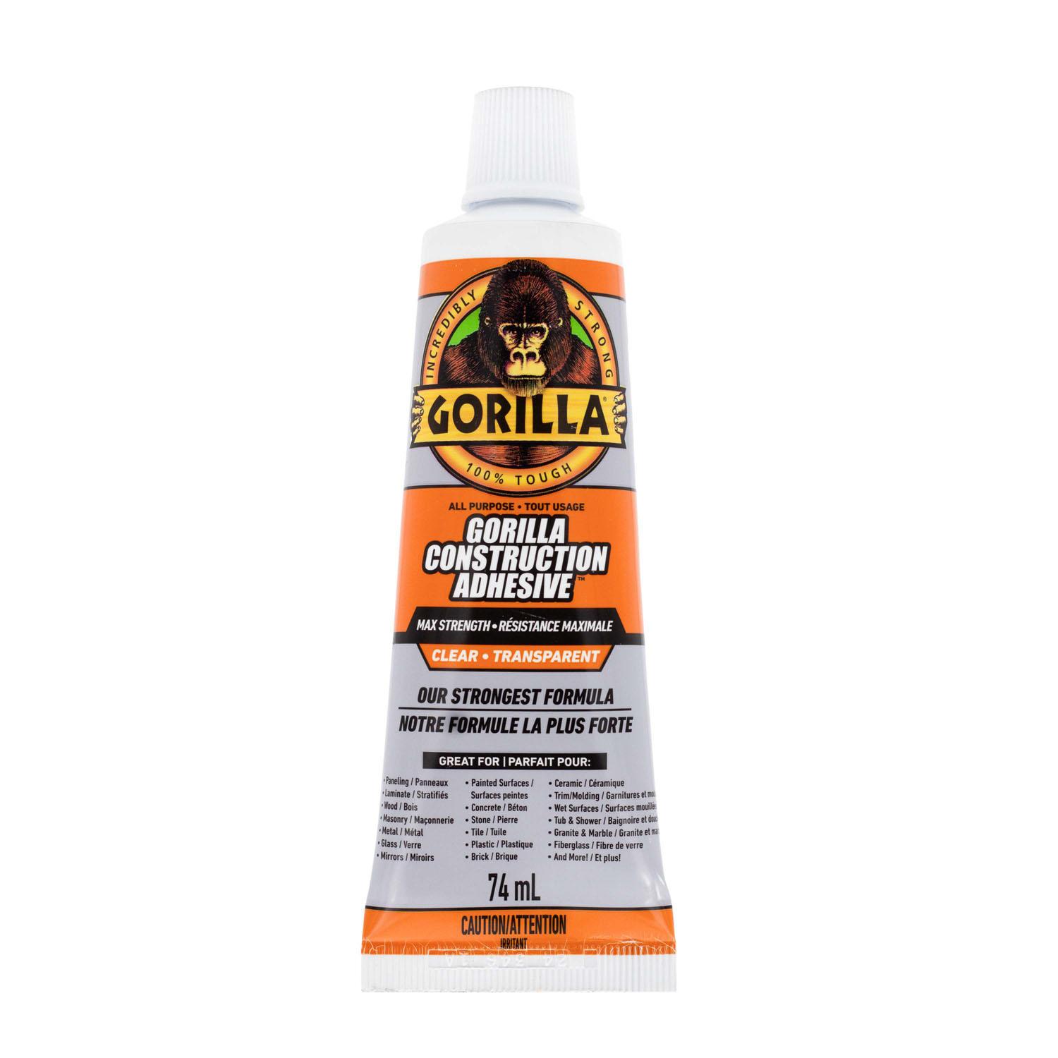 Gorilla Max Strength Construction Adhesive Tube Clear 2.5oz