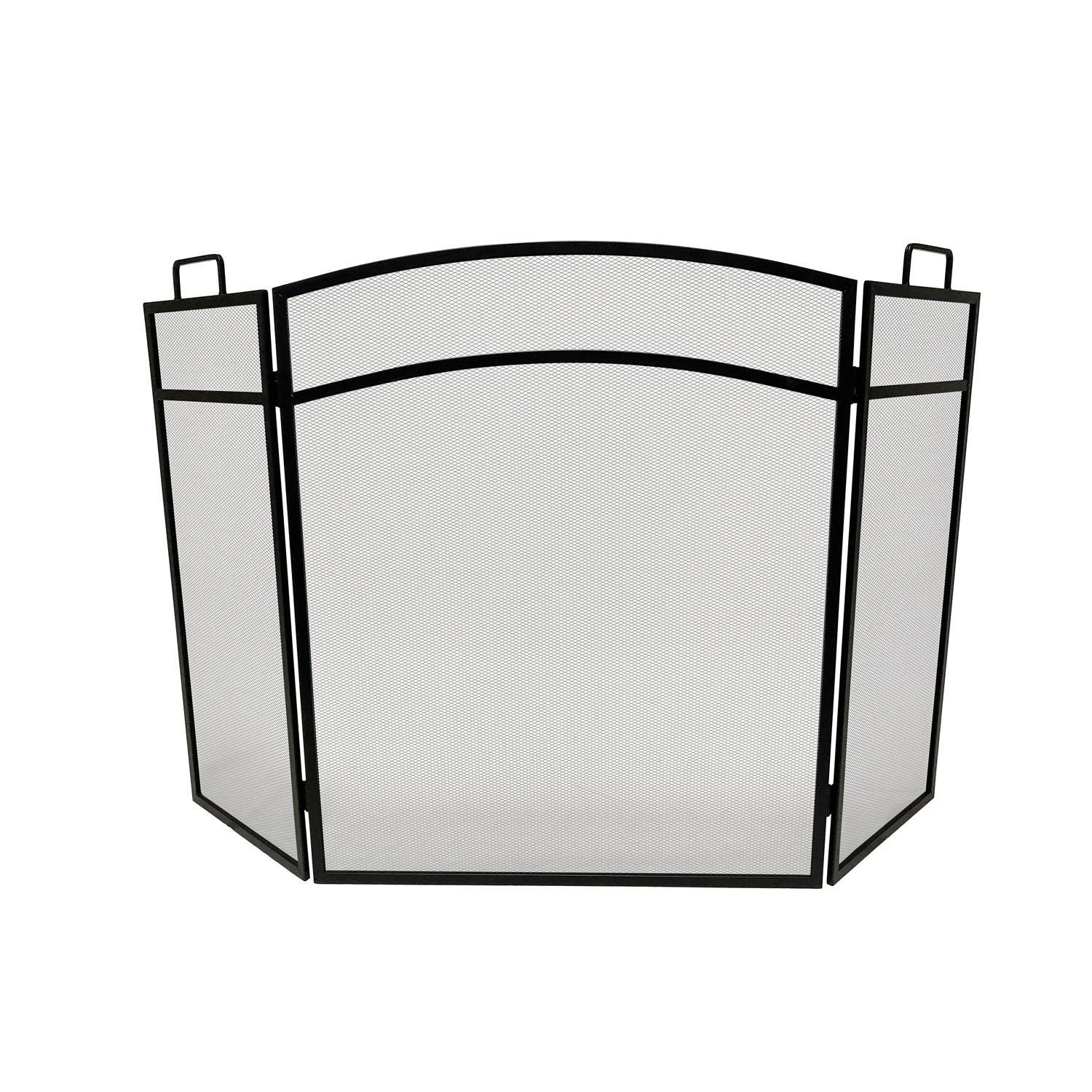3 Fold Fire Screen Black Steel 47.83" X 29.1"