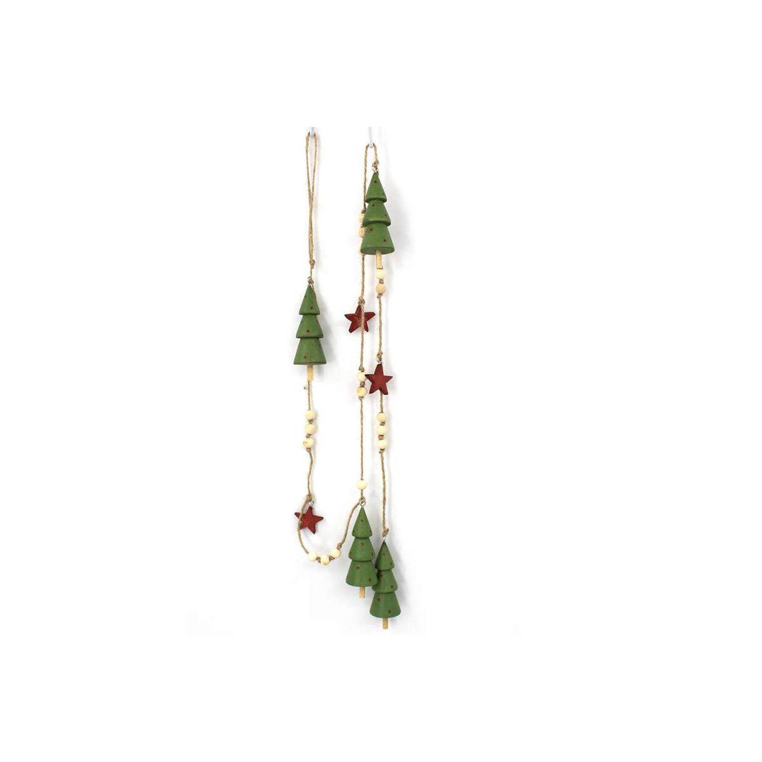 Guirlande d’arbre de Noël en bois vert et rouge 49"
