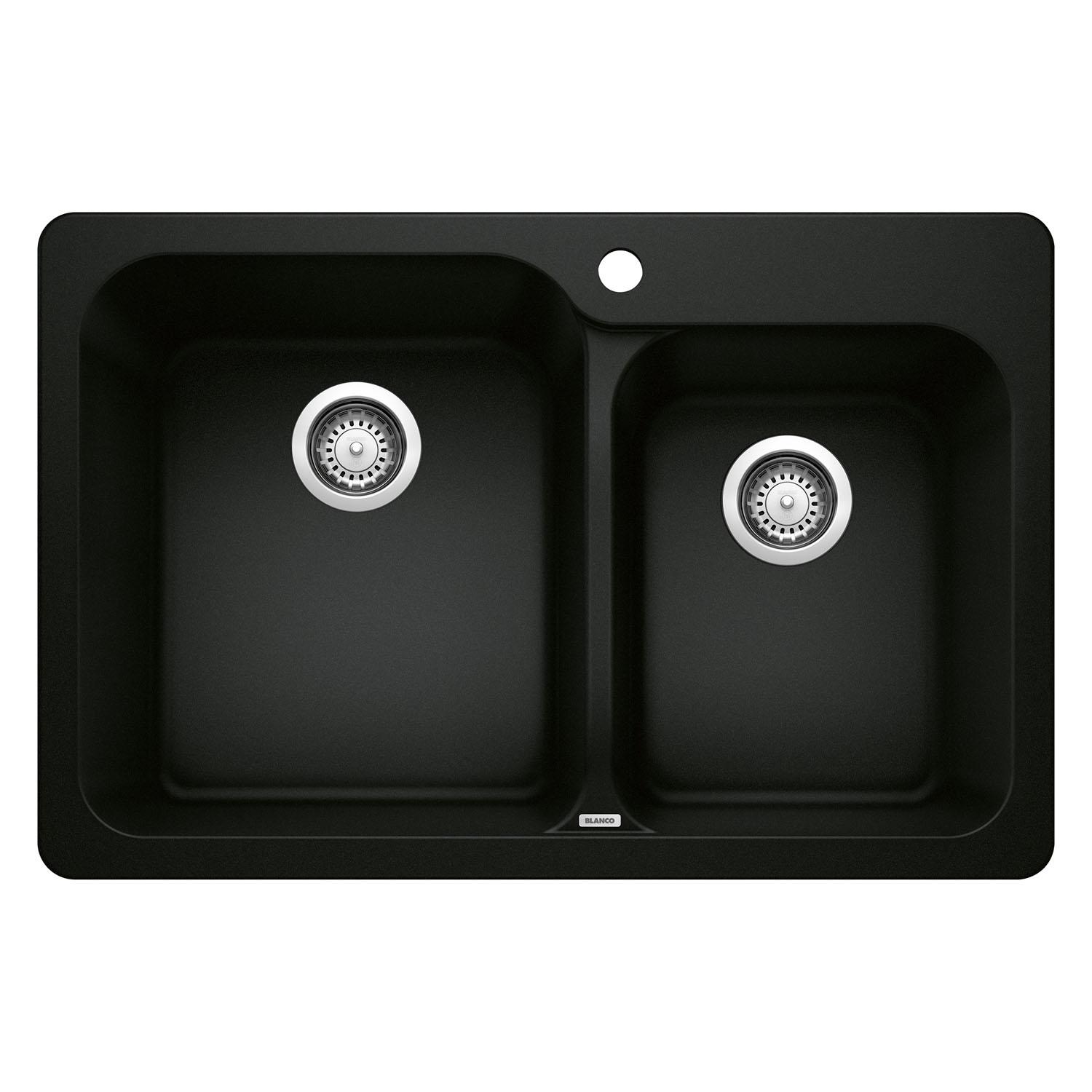 Vision Silgranit 60/40 Double Bowl Kitchen Sink Coal Black