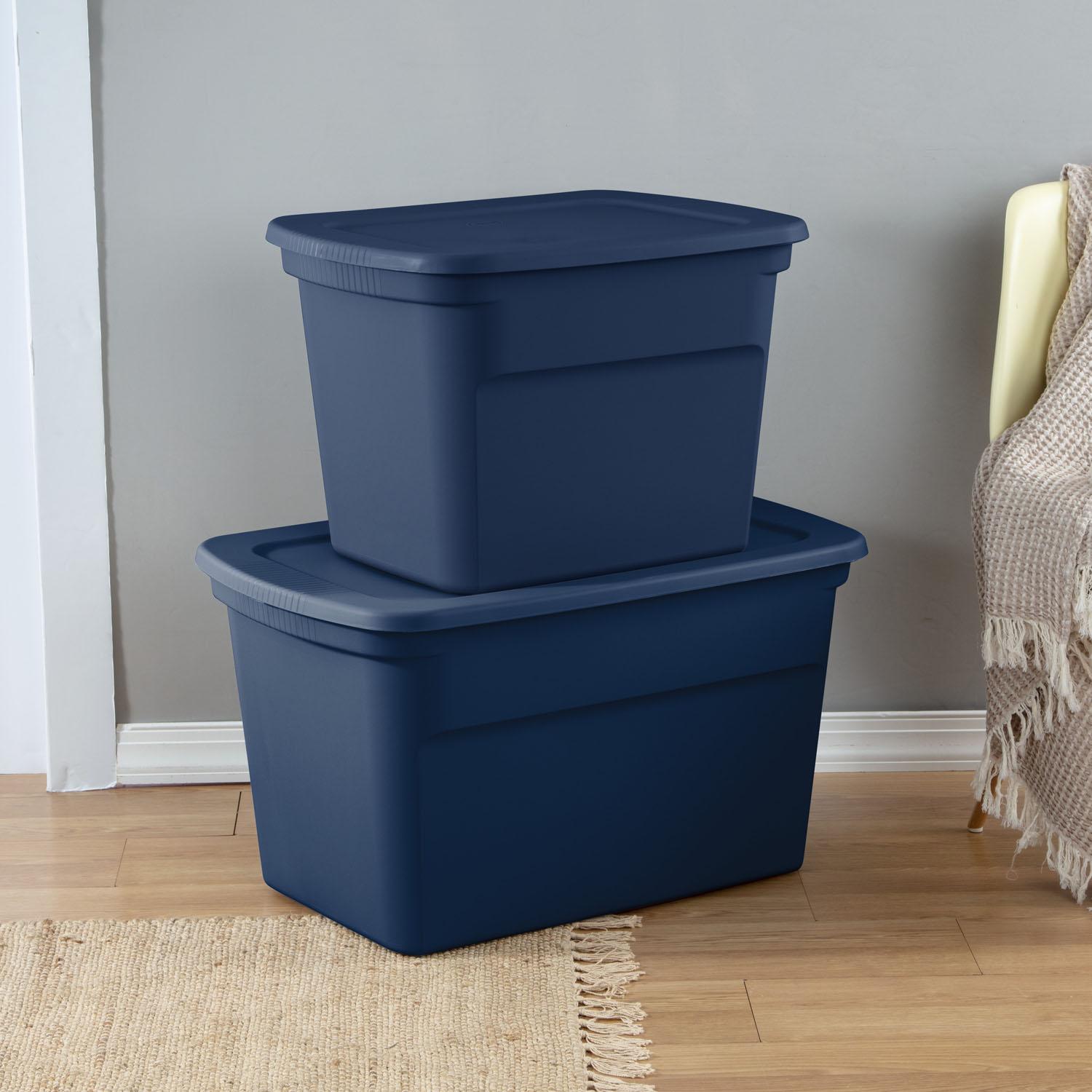 114L Plastic Storage Tote With Lid - Marine Blue