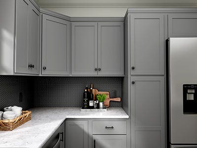 Grey Painted Wood Cabinets image