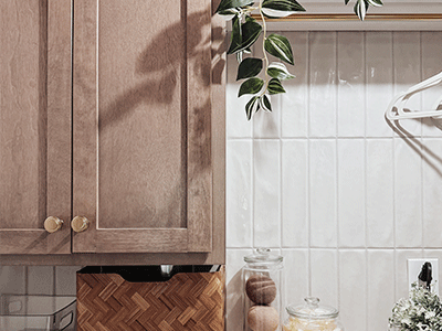 Maple Stained Wood Cabinets image