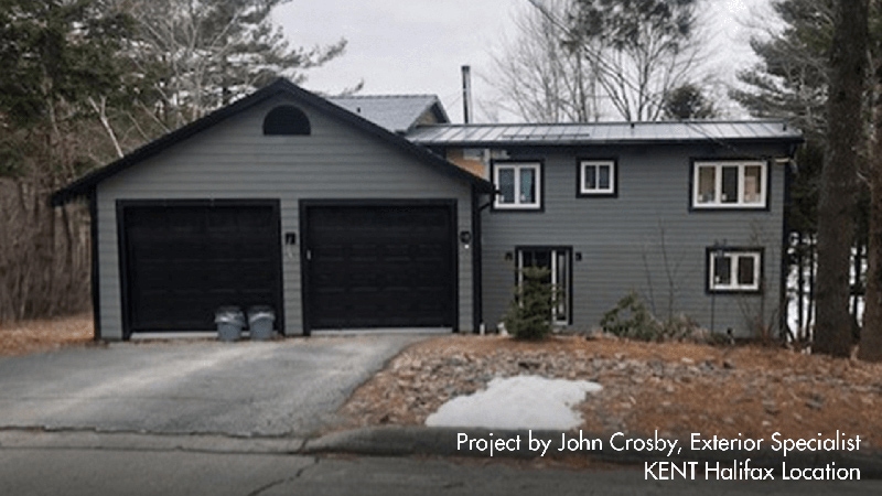 Side-by-side photos of a home illustrating the upgrade to new siding, highlighting the improved appearance.
